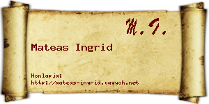 Mateas Ingrid névjegykártya